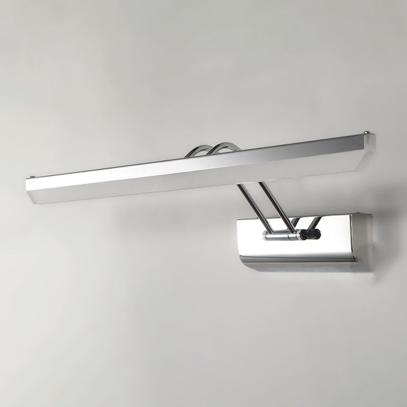 Luce di vanità moderna lineare Metal Mirror LED a 1 luce Light per bagno in argento