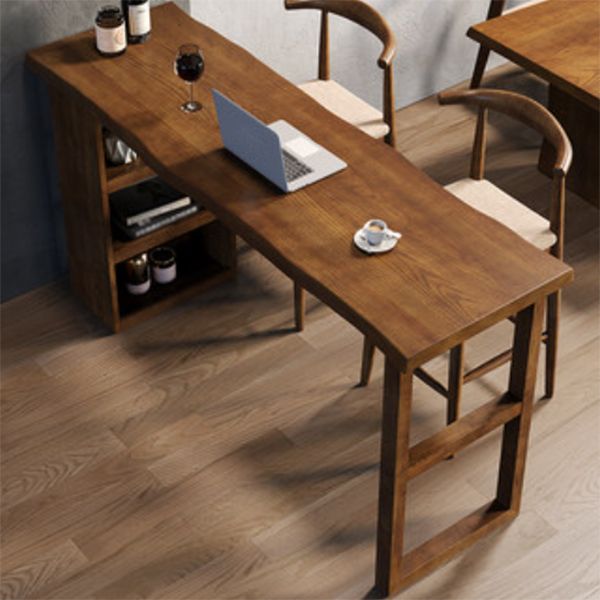 Modern Rectangle Bar Table Pine Solid Wood Bar Dining Table with Storage