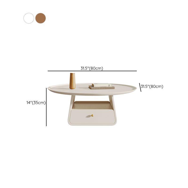 Pedestal 2-Piece Coffee Table Set Modern Round Tray Top Cocktail Table with Storage