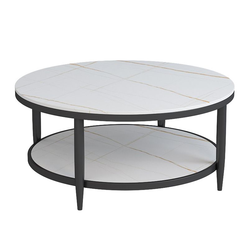 Glam Round 4 Legs Coffee Table Slate Top Coffee Cocktail Table