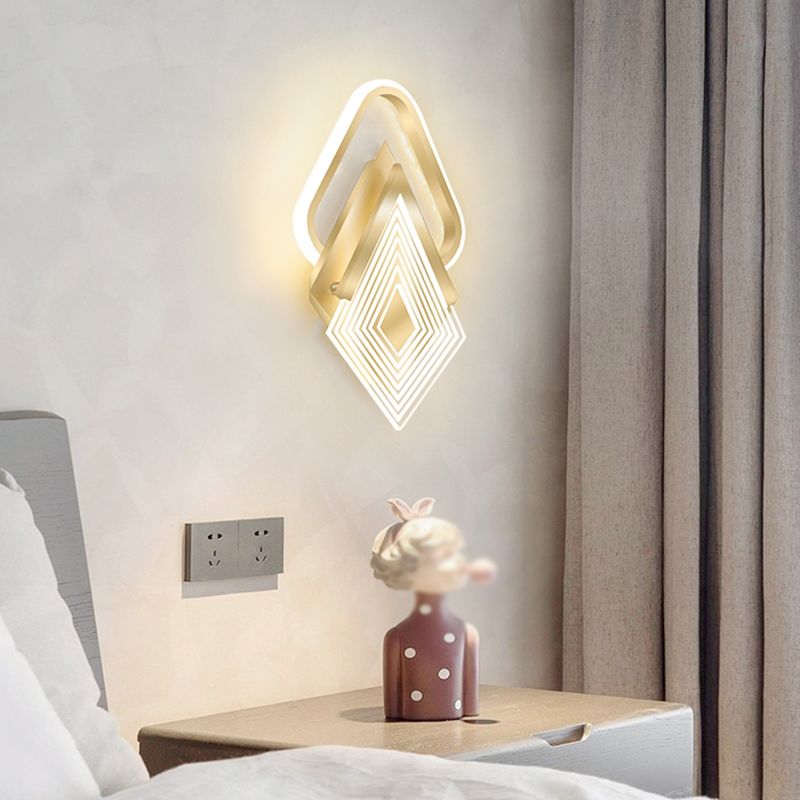 Contemporary LED Wall Mount in Black / Gold Metal Geometric Wall Fixture