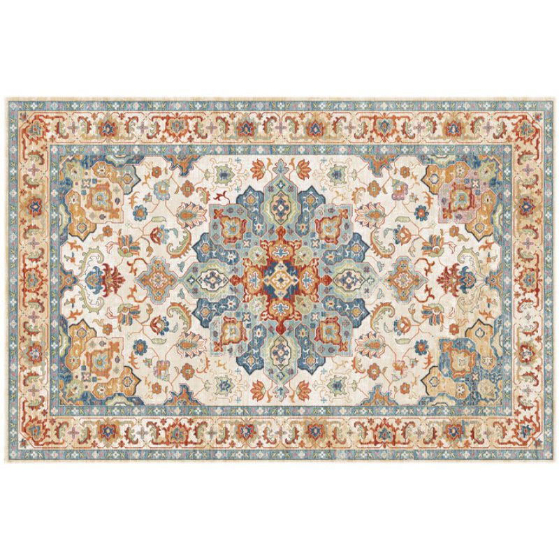 Décoration de maison de couleur claire Nostalgie du tapis de zone imprimée florale Polyester avec tapis de support sans glissement