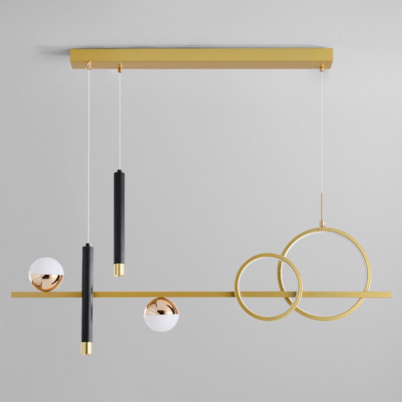 Multi Lights Metal Island Lighting Fixtures Modern Style Linear Chandelier Lighting