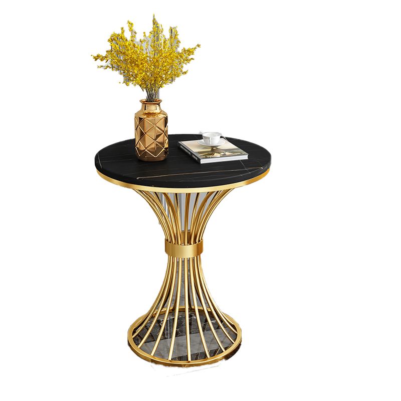 Round Minimalist Side End Table Gold Pedestal Sofa Corner Table
