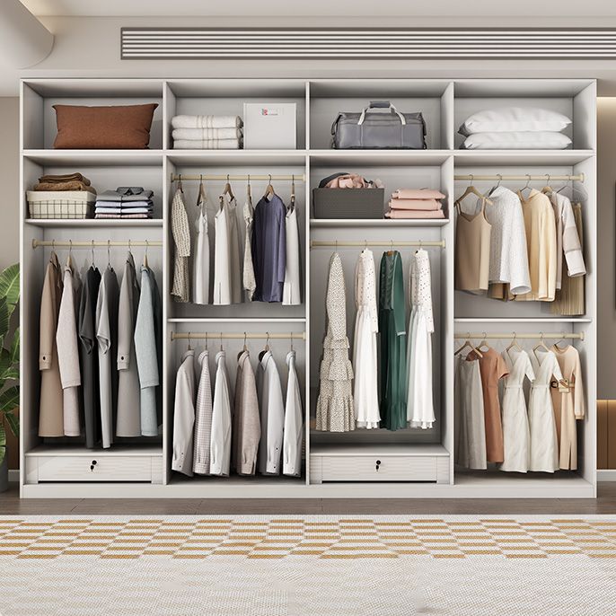 White Colour Wooden Wardrobe Soft Close Drawer Wardrobe Closet for Bedroom