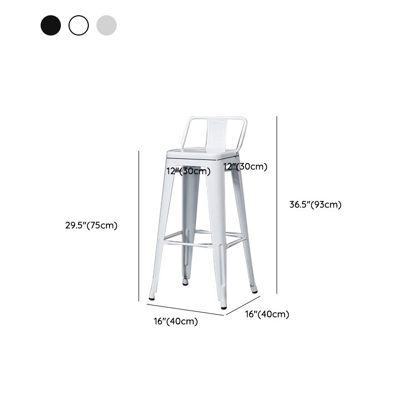 Contemporary Metal Bar Stool Low Back Dining Stool with Footrest