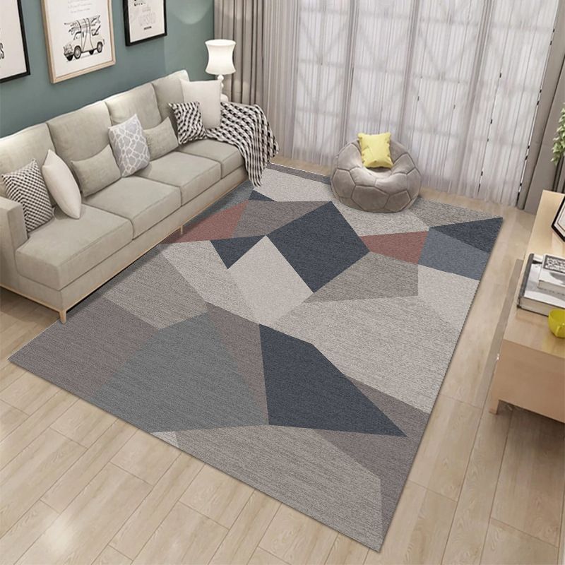 Modern Polyester Carpet Leisure Geometric Area Rug Washable Carpet with Non-Slip Backing