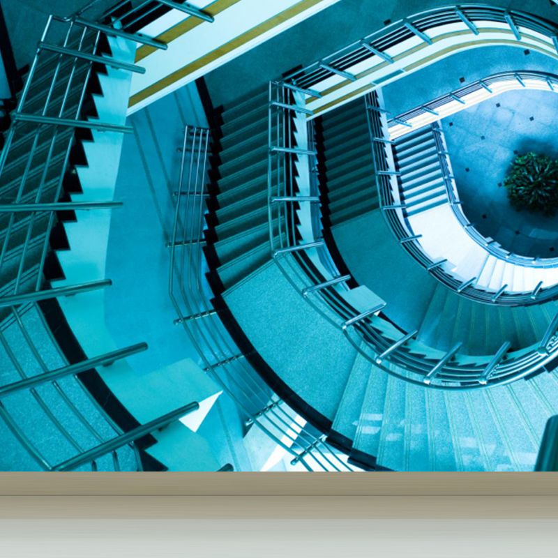 House Interior Stairs View Mural Modern Style Water-Proof Living Room Wall Art, Custom Print