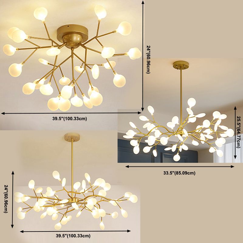 Gold Metal Suspended Lamp Fireflies Style Chandelier Lamp for Living Room