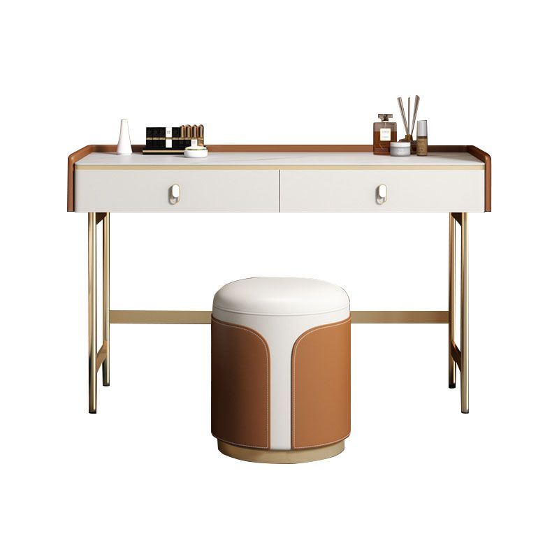 Glam Style Stone Top Dressing Table for Bedroom Orange Vanity Set