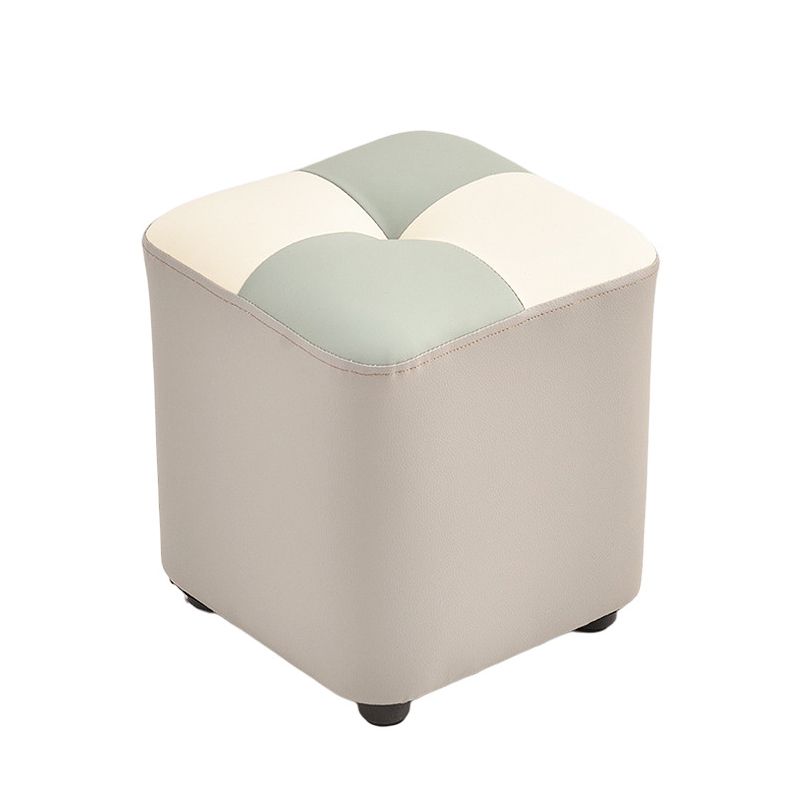 Modern Faux Leather Ottoman Color Block Tufted Square Chair Ottoman