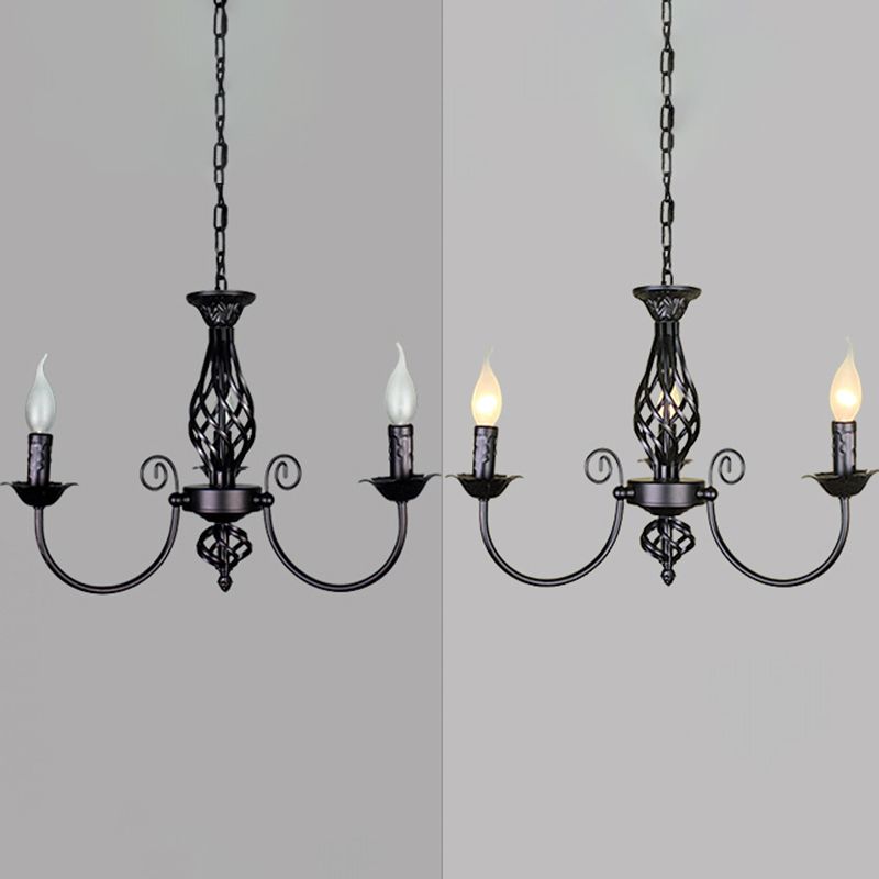 Zwarte multi -lichten hangende verlichtingsarmaturen moderne stijl gebogen metalen kroonluchter verlichting