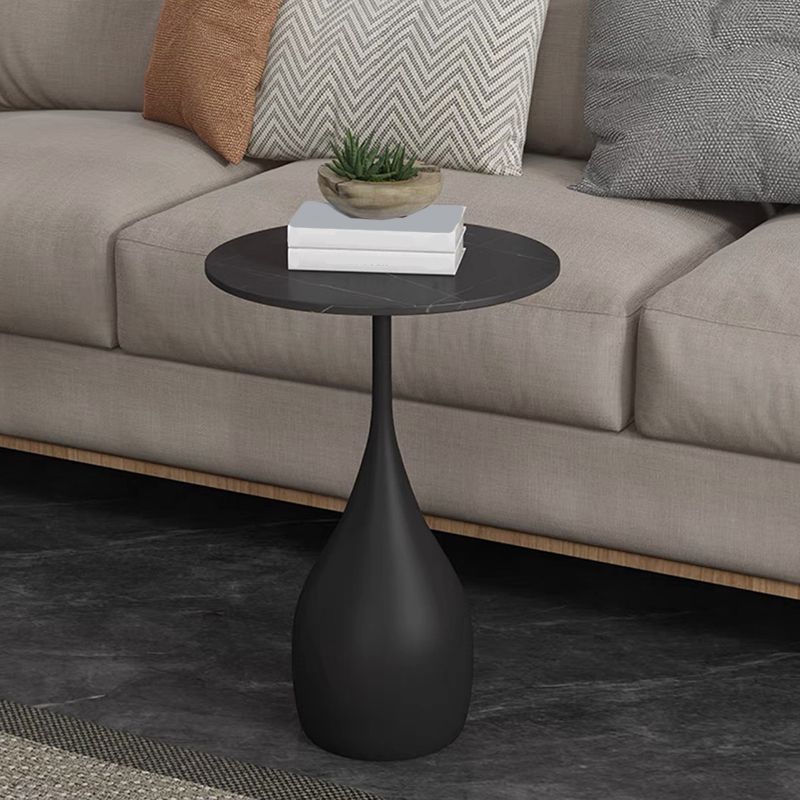 Modern Style Metal Base Slab & Metal Table Top Round Side Table