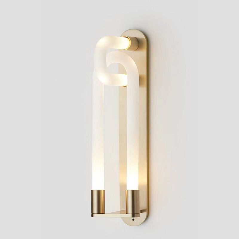 Iron and Glass Wall Mount Light Fixture in Clear and Gold Interior LED Wall Sconce
