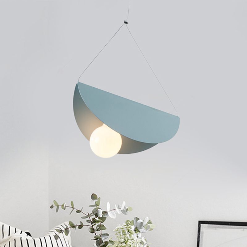 Black/Grey/Black Curved Hanging Lighting Contemporary 1 Light Metal Suspension Pendant for Bedroom