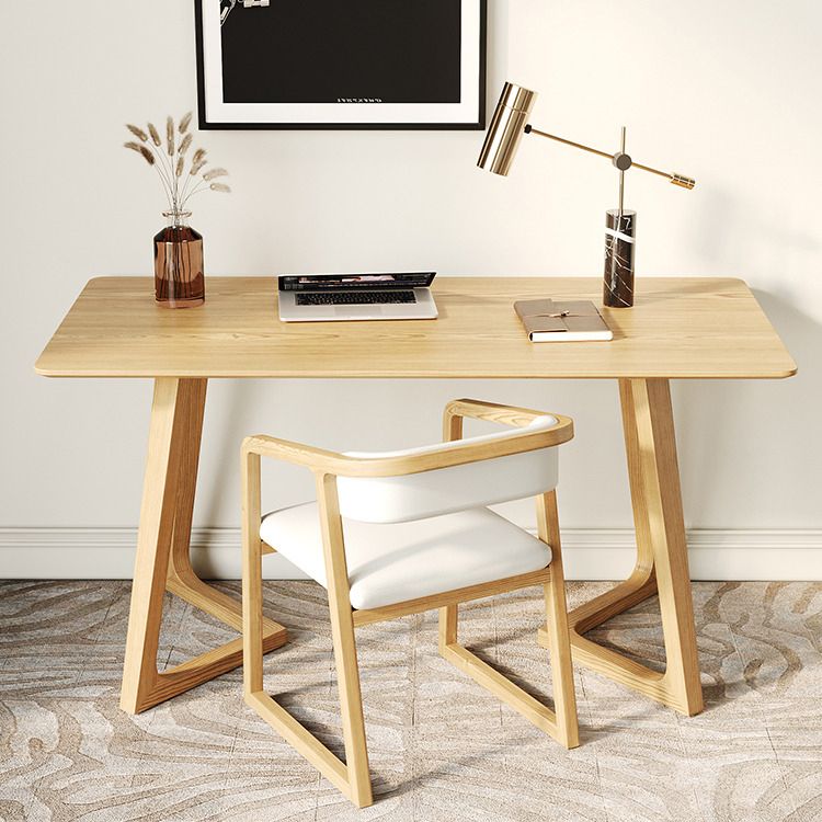 Moderne dennenhouttafel voor restaurant rechthoek binnen tafel met dubbele voetstuk