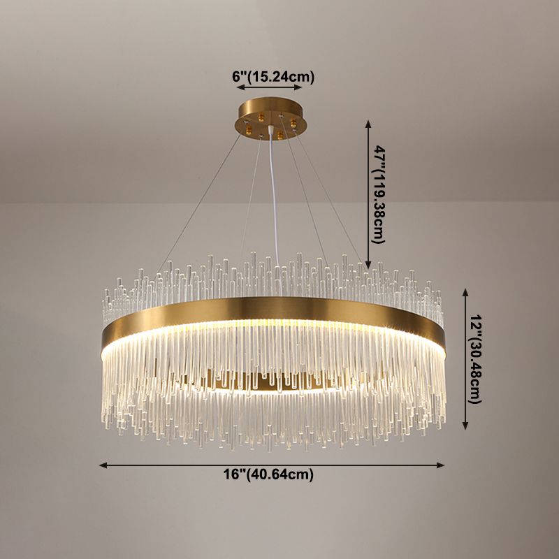 Modern Luxury LED Hanging Light Metal Linear Chandelier for Living Room
