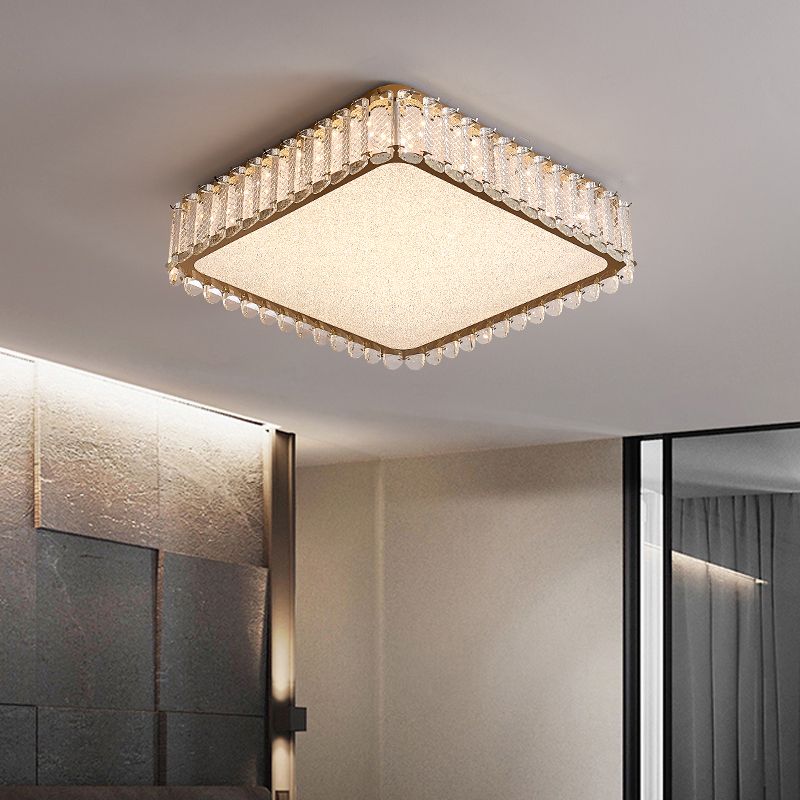Gold Crystal Flush Mount Postmodern Circle Ceiling Light Fixture for Bedroom