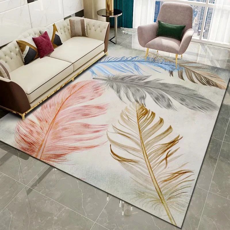 Light Gray Modern Rug Polyester Abstract Print Rug Non-Slip Backing Rug for Home Decor