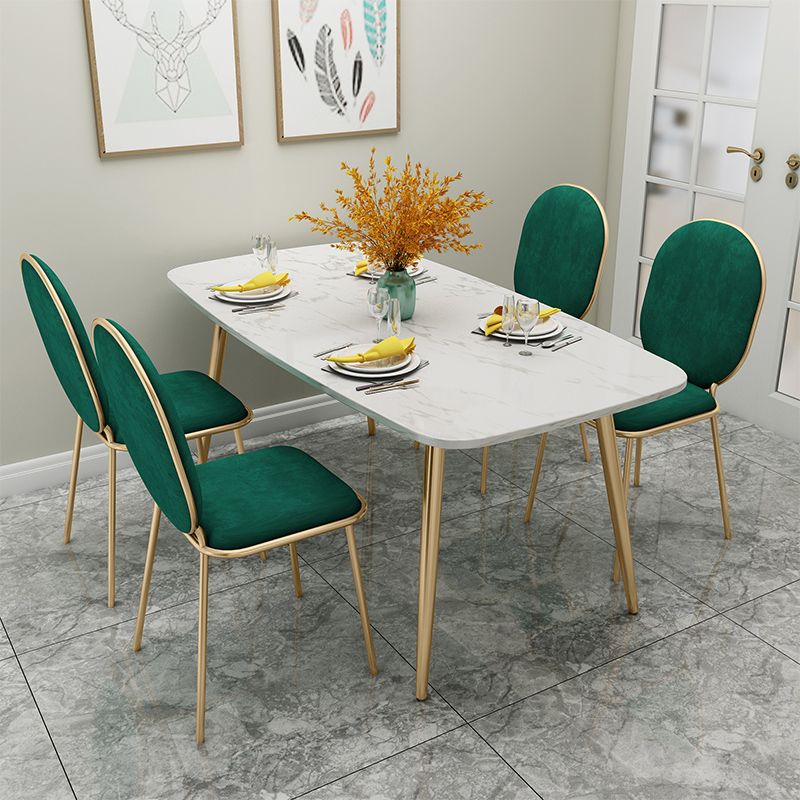 Scandinavian Sintered Stone Dining Table Sets with 4 Legs Base Dining Furniture for Home Use