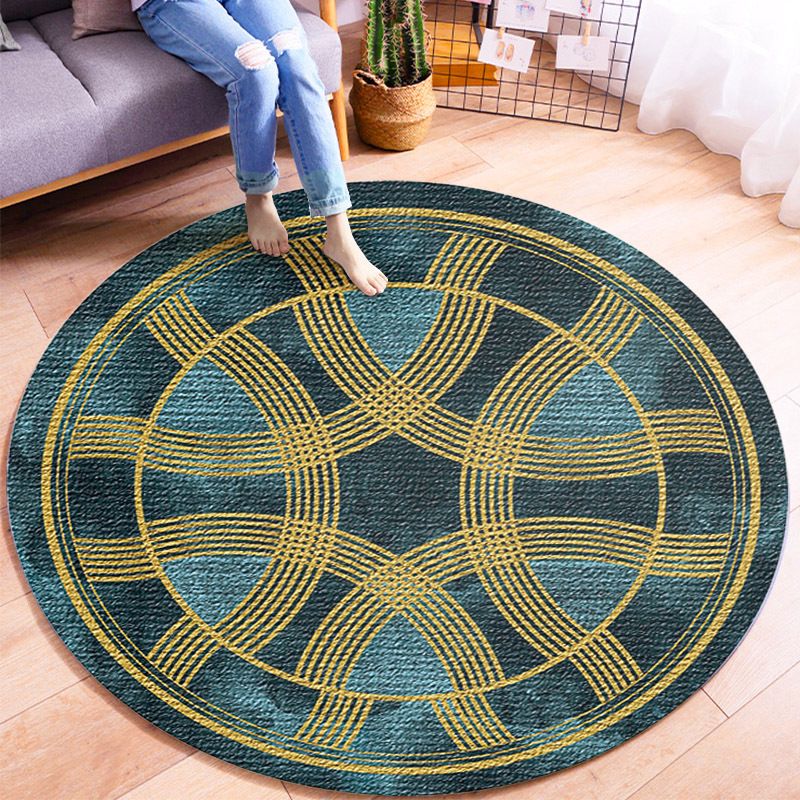 Multi-colour moderne ronde tapijt trendy geometrie patroon gebied tapijt polyester polyester gemakkelijke verzorging niet-slip achterste tapijt voor woningdecoratie