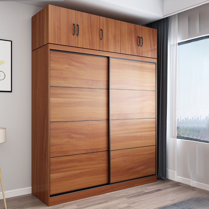 Brown Engineered Wood Wardrobe Armoire Contemporary Wardrobe Closet