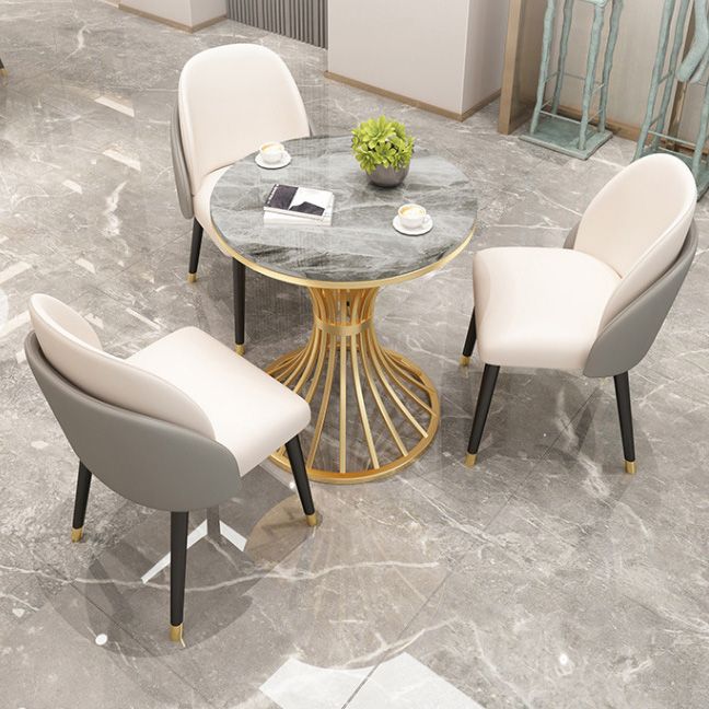 Polished Finish Dinette Table for Home Traditional Luxury Round Dining Table