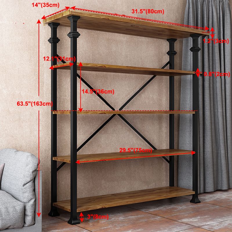 13.78"W Bookcase Industrial Style Open Back Bookcase for Study Room Home Office