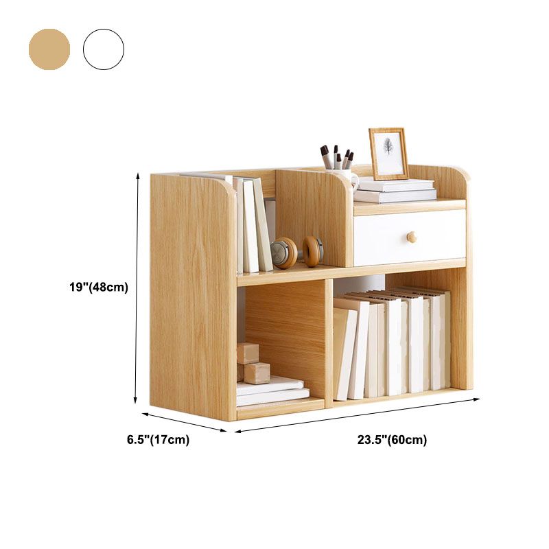 9.5" W Modern Wooden Bookcase Open Storage Bookshelf with Drawers and Shelves