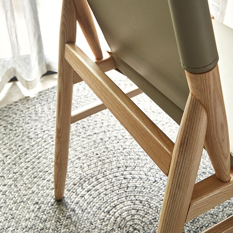 Ash Solid Wood Side Chair Contemporary Leather Armless Dining Chair