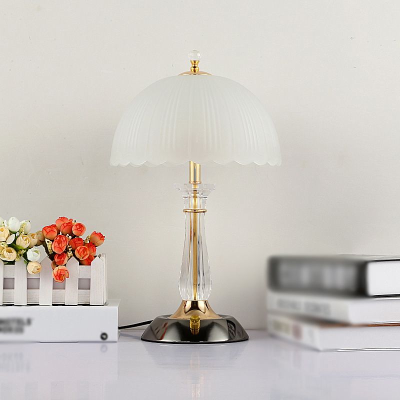 Lampada da tavolo a cupola in vetro contemporaneo 2 comodini leggeri per camera da letto in bianco