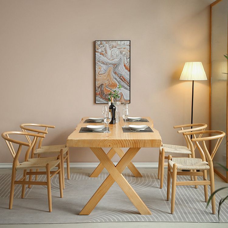 Rectangle Solid Wood Dining Table Modern Contemporary Kitchen Wood Table with Double Pedestal