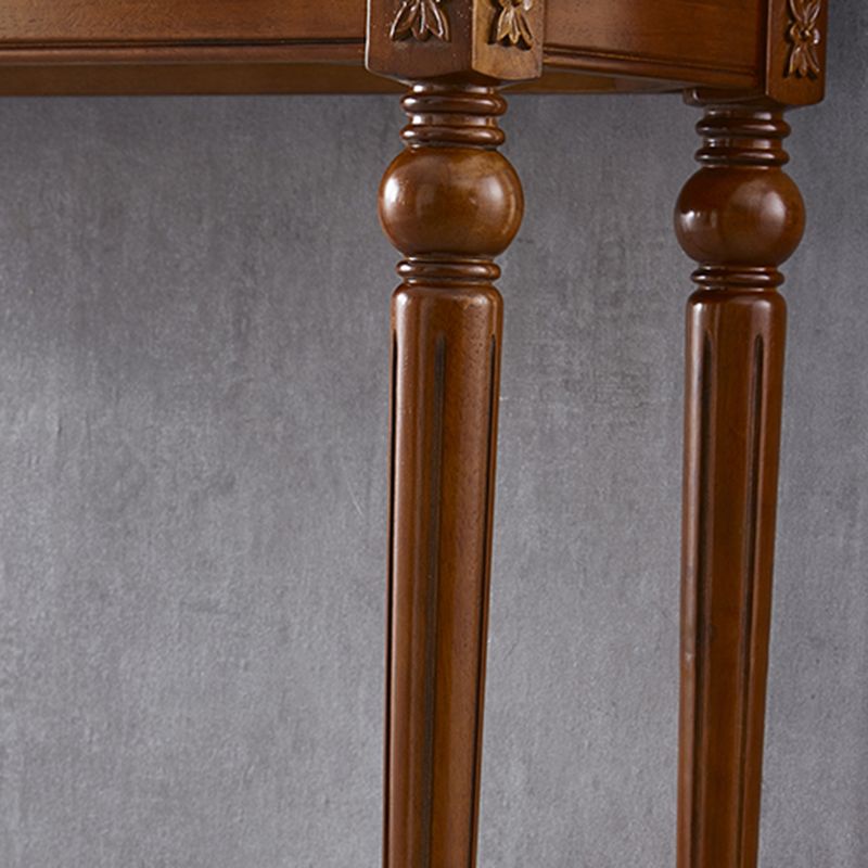 Modern Style Rectangle Bar Table Brown Solid Wood Fixed Bar Dining Table