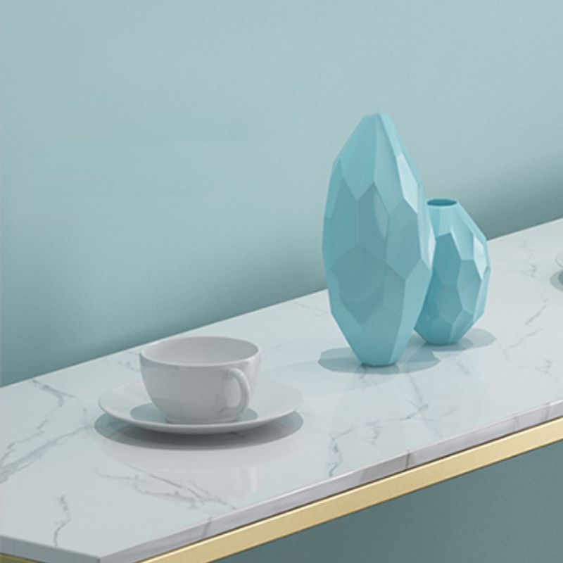 Glam 1/4 Pieces Bar Table Set Rectangle Stone Counter Table with High Stools for Kitchen