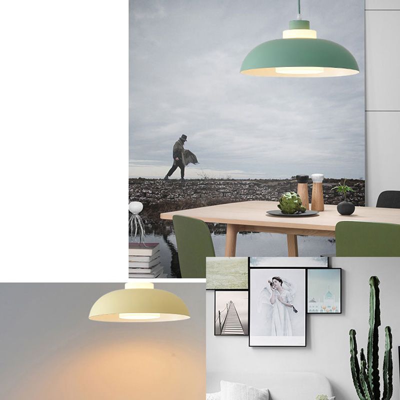 Bol en aluminium plafonnier pendrier léger macaron à la lampe à bulbe unique avec insert de l'ombre acrylique
