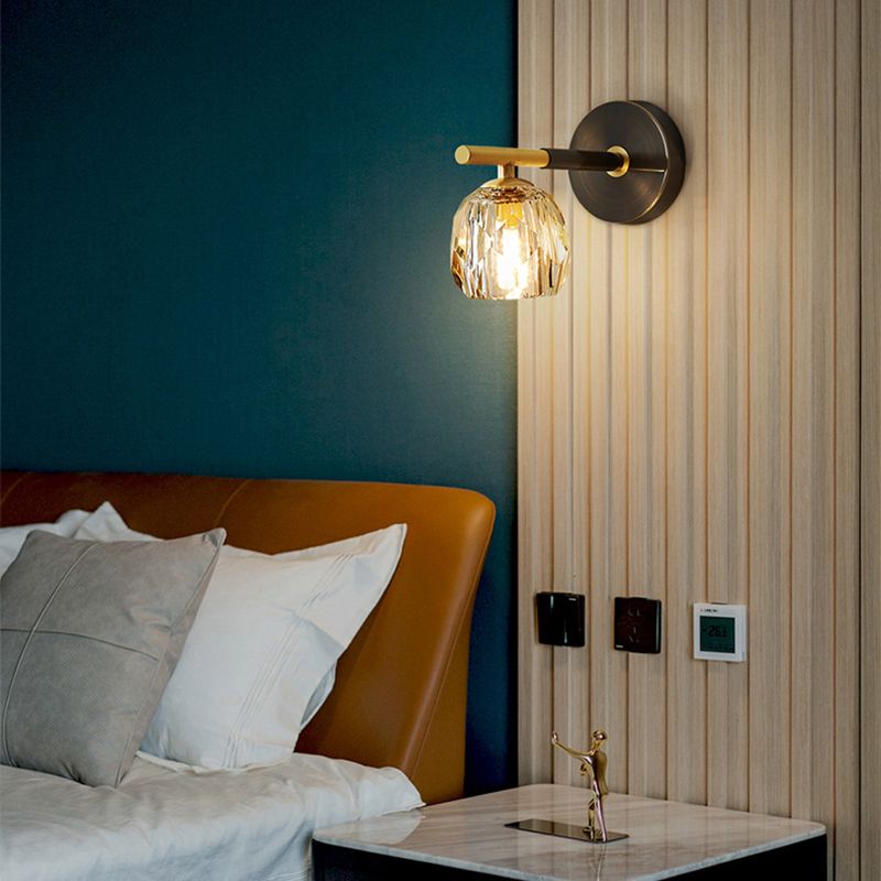 Modern Style Wall Light Ball Shade in Gold Sconces for Bedroom
