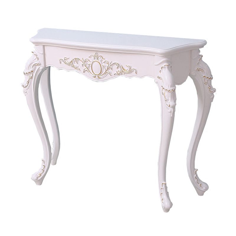 Free Form Shape Contemporary Console Table Wood Console Sofa Table in White