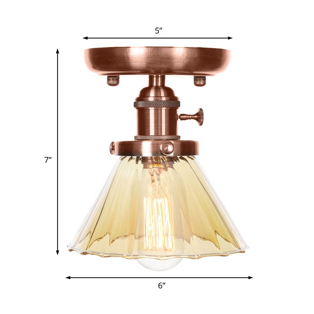 1 Apparecchio di illuminazione in vetro in vetro industriale a cono leggero/campana semifulpa