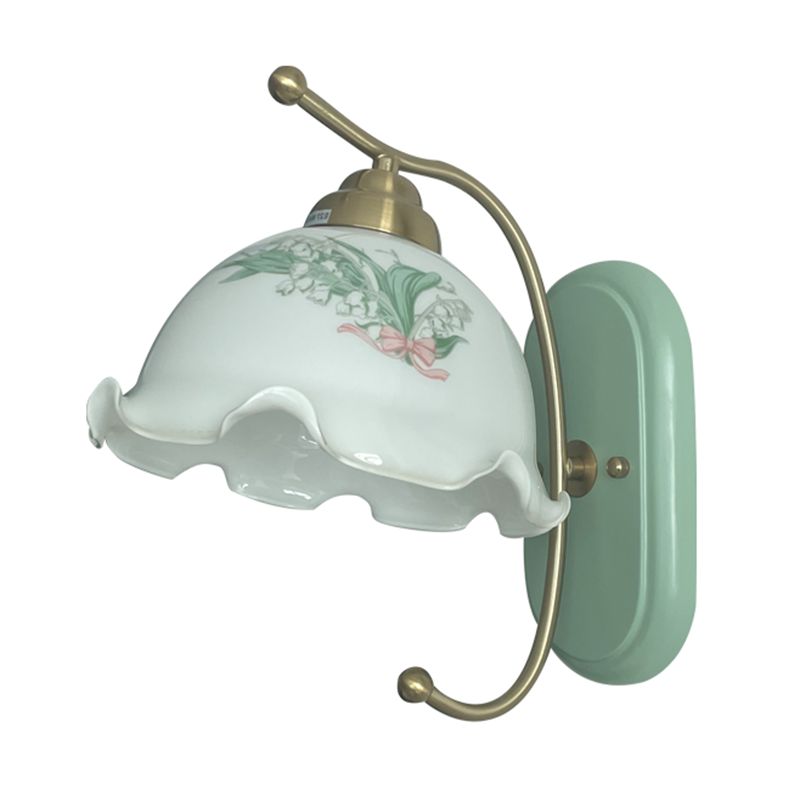 Nordic Style Wall Light Dome Shape Wall Lamp with Wooden Base for Bedroom