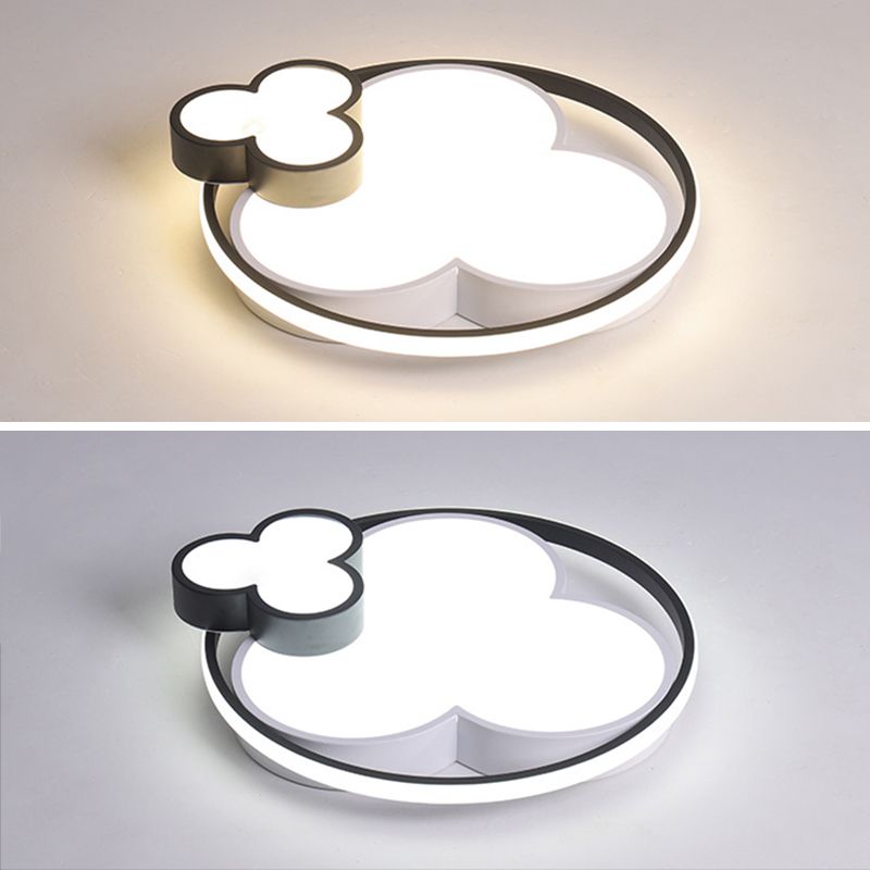 Modern Plum Shaped Flush Light Acrylic Bedroom LED Ceiling Mount Light in Black-White