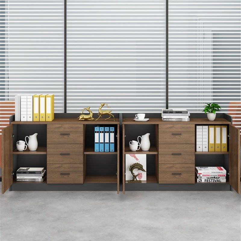 Modern Brown Engineered Wood Filing Cabinet with Drawers for Home Office
