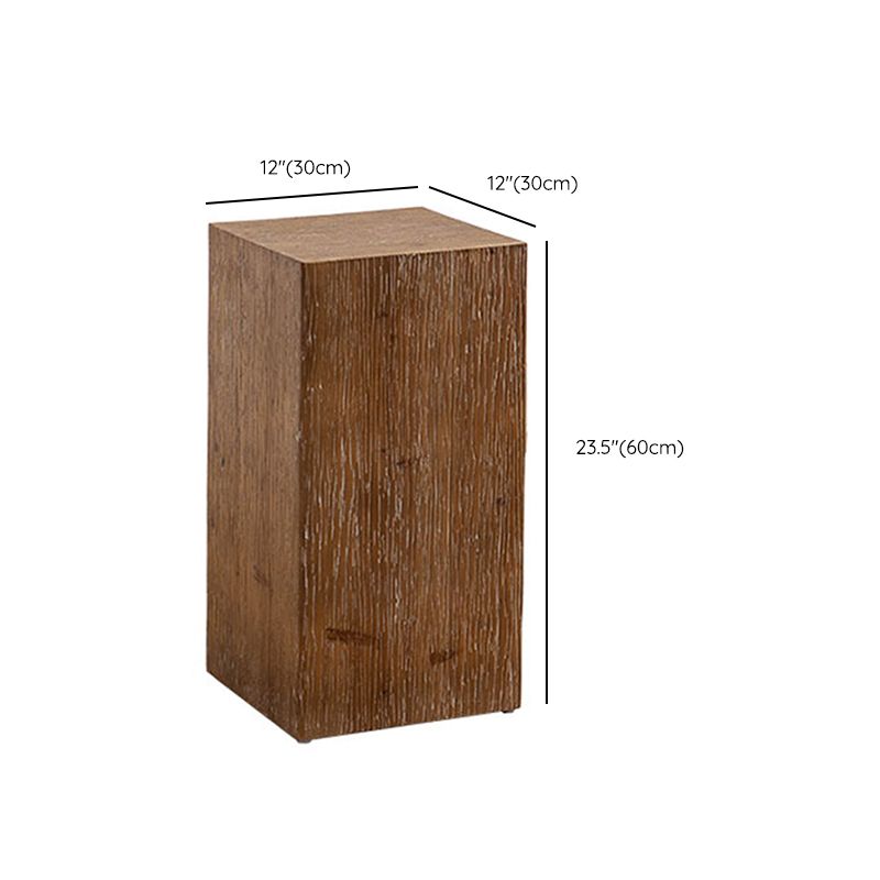 Country Style Square Side Table Natural Solid Wood End Table