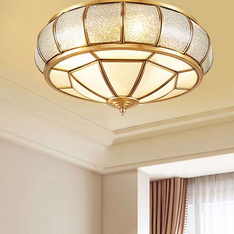 Kreis Flush Mount Tradition Wasserglas Messing 3/4/6 Bulbs Deckenleuchte für Hallway, 14 "/18" /23.5 " Breite