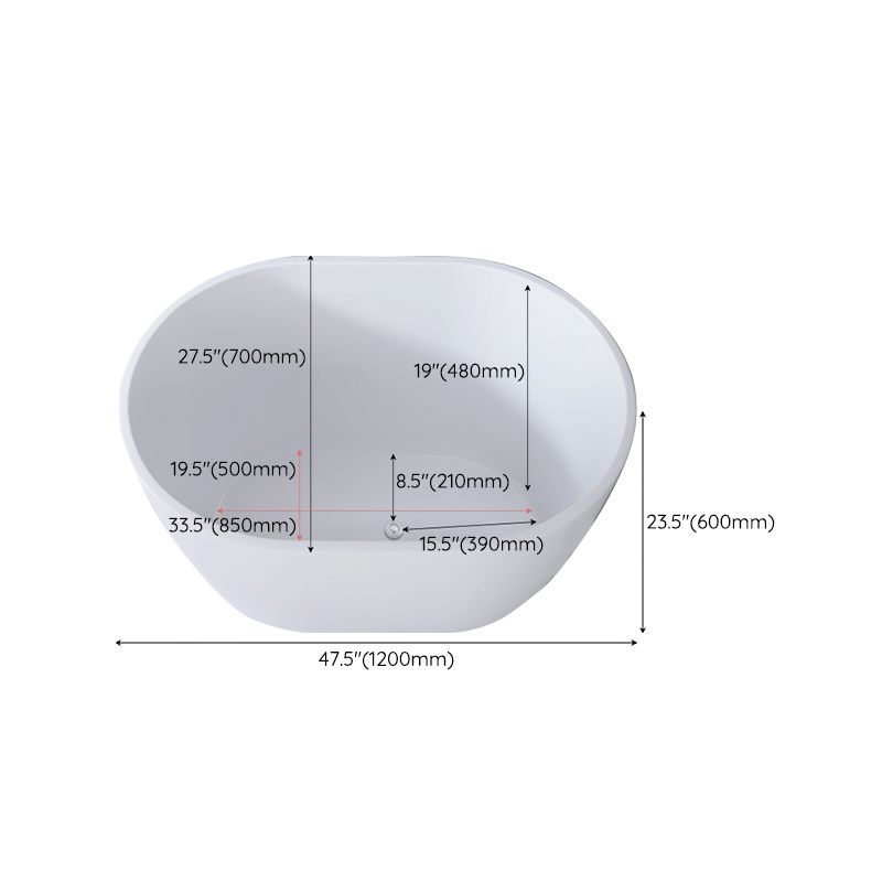 Modern Oval Soaking Bath Tub Freestanding Acrylic-Fiberglass Bath Tub