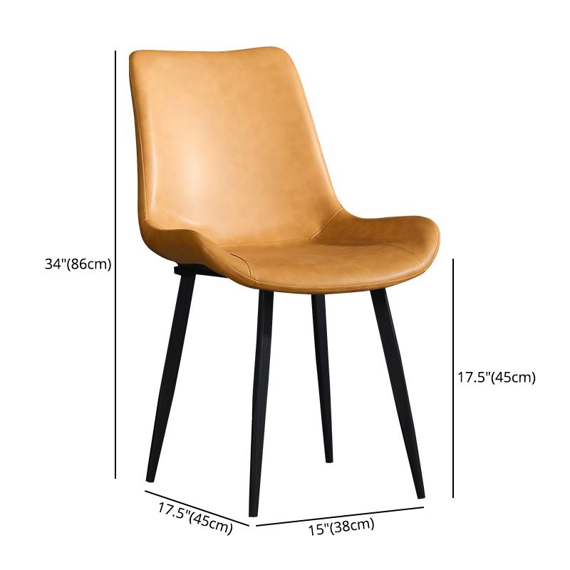 Accueil Chaise de salle à manger contemporaine avec accoudoirs et dossier solide en métal (Ensemble de 4)