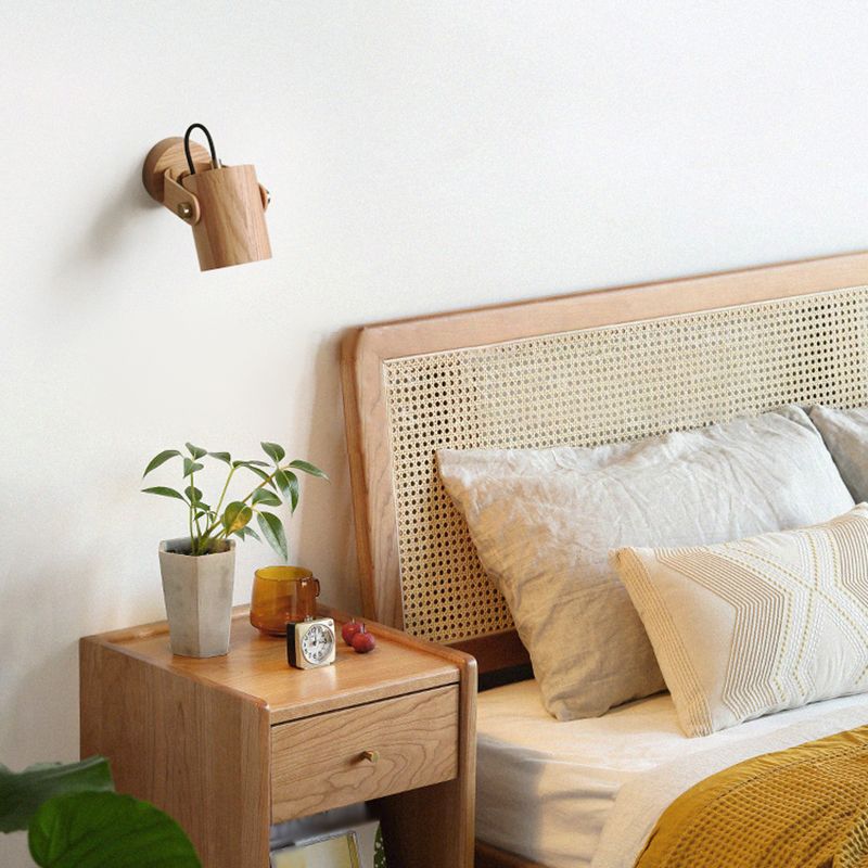 Moderne Stilzylinderwand -Lampen Holz 1 Lichtwandbeleuchtung Armaturen