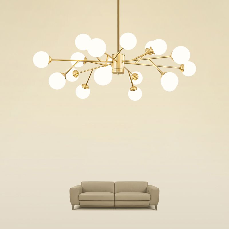 Gold Simplicity Chandelier Light Globe Glass Shade Pendant Lamp for Living Room
