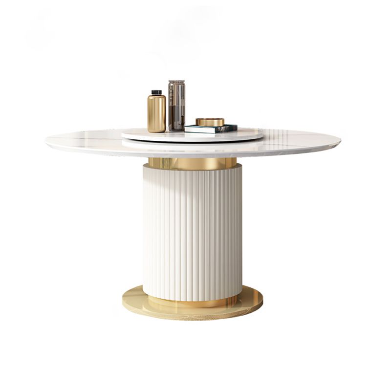 Glam 1/3/4/5/7/9 Pieces Round Dining Table Set with Sintered Stone Top Turntable Furniture