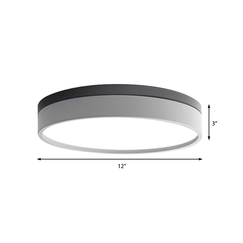 Nordic Tambour Iron Flush Mount 12 /16/ 19.5 Inch Dia LED Plafond Verlichtingsarmatuur in Wit Licht, Wit/Roze/Geel