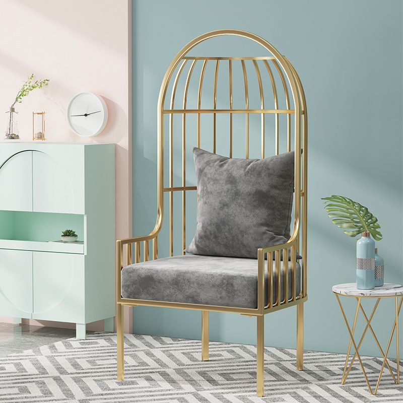 Glam Style 25.6 "Wide Pillow Back Square Arm Metal Frame Balloon Chair